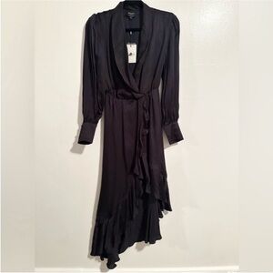 NWT Bardot Aaliyah Wrap Midi Dress In Dark Navy, Size XS